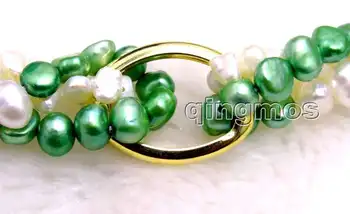 2 pramene jednej Bielej a Zelenej 6mm Baroková perla 40