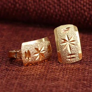 2 páry africkej Etiópii Nové Módne Šperky Geometrické klip Náušnice pre Ženy Zlatý Kríž Náušnice