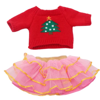 2 v 1, 18-palcové bábika Červený sveter a 3 vrstvy čipky sukne pre 43 cm zapf baby born bábik šaty sada Darček k narodeninám