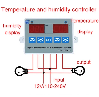 2 v 1 pre Digitálne zobrazenie Teploty, vlhkosti vzduchu Regulátor termostat Vlhkosti ovládanie pomocou Snímača AC110-220V