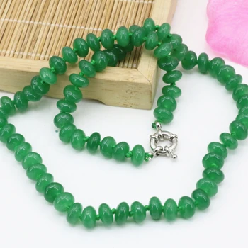2 štýl 5*8 mm prírodný kameň zelená Malajzia chalcedony jades abacus tvárou korálky choker náhrdelník ženy reťazca 18-palcové B3205