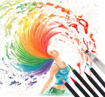 20 Color Nastavte Písanie Kefky Mäkké Pero Vodné Farby Umenie Marker Pero Účinok Najlepšie pre Dospelých Maľovanky Manga, Komiks Kaligrafie