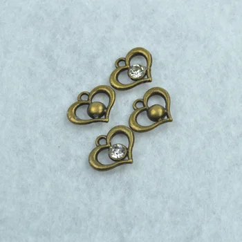 20 ks Jasné Kamienkami charms antické bronzové srdce kovové prívesky fit diy náhrdelník náramok zobrazili kľúčové tlačidlá pre Šperky, takže 1795