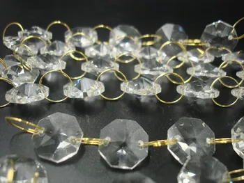20 metrov/veľa 14 mm Hot predaj zlatý prsteň crystal garland reťazca sklo garland reťaze luster lampa octagon reťazca pletie dekor