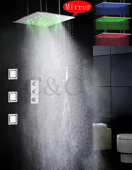 20-Palcový Dve Funkcie Atomizing A Zrážky LED Sprcha Hlavu Termostat Sprcha Ventil Kúpeľňa LED Sprcha Set
