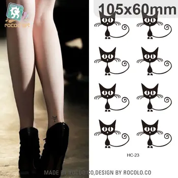 20 Rôznych Black Cute Cat Vzory Tetovanie Vody Prenos Nepremokavé Falošné Telo DIY Tetovanie Nálepky na Telo, Ruky, Nohy Pre Dievčatá