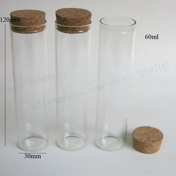 20 X 60ml číre sklo trubice s dreva, korku, 2 oz korku stoppered trubice,prázdne sklenené fľaše korkovou zátkou trubice