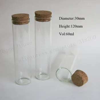 20 X 60ml číre sklo trubice s dreva, korku, 2 oz korku stoppered trubice,prázdne sklenené fľaše korkovou zátkou trubice