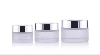 20 X Nové Mráz Sklo Make-Up Krém Jar Hrniec Kontajnerov S Uv Shining Silver Spp a Biely Pad 15 g 30 g 50 g