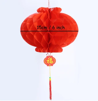 200 Kusov 6 Palcový 2017 Nový Rok Vianočné Dekorácie Nepremokavé Red Čínske Papierové Lucerny Pre Vonkajšie Závesné Festival Lantern