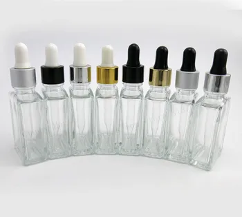 200 X 30ml Prázdne jasné, námestie sklenené fľaše oko kvapkadla aromaterapia parfum 1oz Transparentné sklenené ampulky