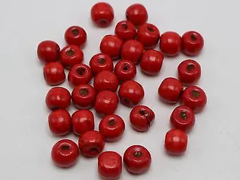 200 Červená 10 mm Okrúhle Drevené Korálky~Drevené Korálky