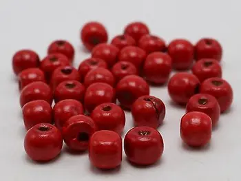 200 Červená 10 mm Okrúhle Drevené Korálky~Drevené Korálky