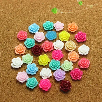 200pcs 10 mm mix farieb živice malé ruže kvet ploché späť cabochon pre KUTILOV, šperky,nail art decoration