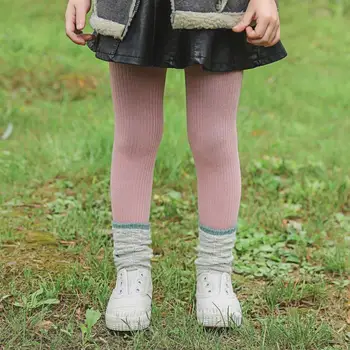2016 Jeseň 2-12y dievčatká pančuchové nohavice candy farby Detí tanec bavlna osadenie pantyhose dvojitej ihly mini prúžok C833