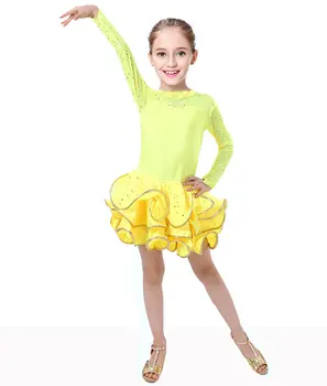 2016 Latinskej Dievčatá Tanečné Šaty Pre Dievčatá Dancewear Samba Spoločenský Tanec Balet Výkon Šaty Detský Kostým Vestido Leopard