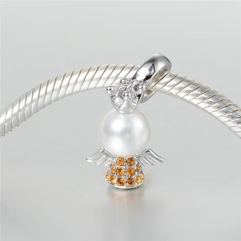2016 Módne Pearl 925 Sterling Silver Anjel Koruny Kúzlo s Krištáľovo Hodí Náramky, Prívesky Prívesok Perla Šperky S378H20