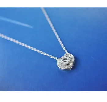 2016 Nové 925 Sterling Silver Krištáľové Srdce Náhrdelníky & Prívesky Čisté Rýdze Striebro Choker Náhrdelník Šperky Golier Colar