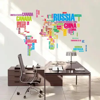 2016 Nové populárne veľké mapy sveta samolepky na stenu originálne kreatívne písmená mapu wall art spálňa domáce dekorácie na stenu