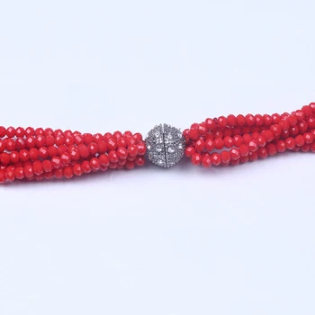 2016 nové trendy v siedmich vrstvách red crystal náhrdelník šplhať korálkový náhrdelník s shambala magnetická spona šperky pre ženy