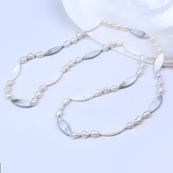 2016 nový dizajn a módne ženy sladkovodné perlový náhrdelník markíze shell náhrdelník šperky barokový tvar perly korálky náhrdelník