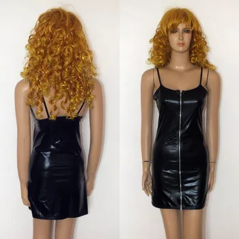 2016 Plus Veľkosť Čierne Kožené Šaty, Kostým Sexy Catsuit Hračky PVC Dospelých Kostýmy Kráľovná spodnej Bielizne pre Ženy Pól Klub Šaty Vestidos