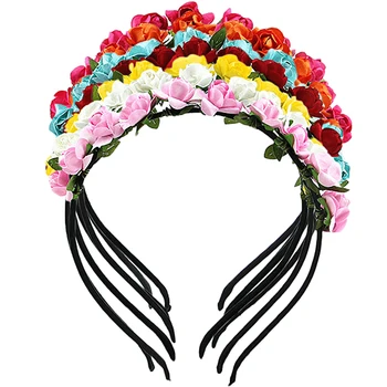2016 Ruže Kvet Koruny Festival Hlavový Most Svadobný Kvetinový Veniec Hairband Príslušenstvo