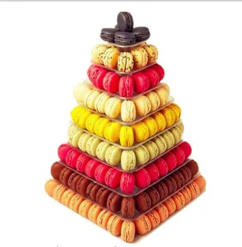 2016 svadobné Macaron Tower 9 Tier Námestie Macaron Displej cupcake stojan na Narodeninovej Party Vianočný Dezert Displej