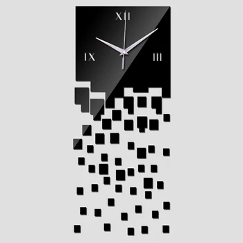 2016 top fashion domova stenu akryl hodiny moderný dizajn luxusné real zrkadlo quartz hodiny 3d crystal hodinky doprava zadarmo