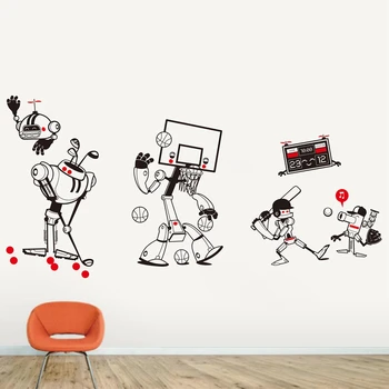 2016New Originálny Dizajn/Roztomilý Robot Dizajn Štýl/Vymeniteľné Nepremokavé Vinyl Cartoon Športové stena Nálepky/Škôlky/Chlapci Spálňa,k001