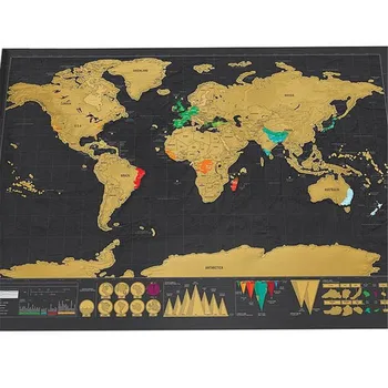 2017 Cestovné Svete Poškriabaniu Mapu Zlatá Fólia Čierna Poškriabaniu Mapu Stieracie Fólie Vrstva Náteru Mape Sveta Luxusných Cestovných Darček Mapa Mundi