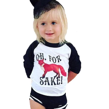 2017 Deti na Dievča Oblečenie, tričko Jar Cartoon Fox Tlač Chlapca, Batoľa Oblečenie tričko Značky OH,KVÔLI Spojov Detské Oblečenie Top