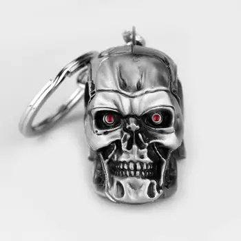 2017 Film Terminator aplikácie Keychain Cool Punk 3D Lebky Tvar Hlavy Keychain Keyring Zliatiny Kovov Teroru Lebky Tlačidlo Krúžky Držiteľ