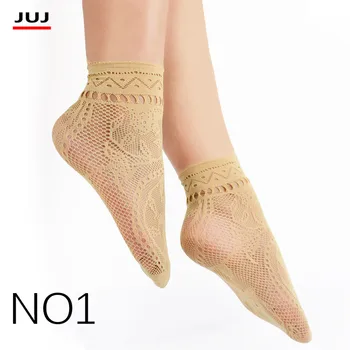 2017 Hot Predaj dámske letné sexy oka hodváb ponožky pre ženy ultratenké transparentné nylon krátke ponožky s čipkou vysoká pružnosť