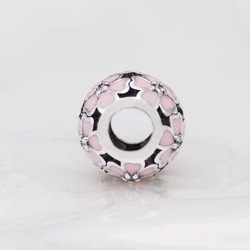 2017 Jeseň KUTILOV sa Hodí Pandora Náramok, Náhrdelník Šperky 925 Sterling Silver Openwork Korálky Primrose zobrazili kľúčové tlačidlá s Ružovými Smalt