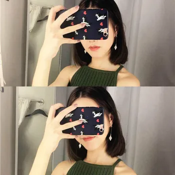 2017 kórejský nové módne jednoduché geometrické kosoštvorec náušnice žena dlho temperament dlhé náušnice