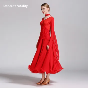 2017 Latinskej Šaty Ballroom Dance Sukne Šifón Kvet Moderných Služieb Hry Ukazujú Veľké Sukne Valčík Súťaže Tanec Tanečné Šaty