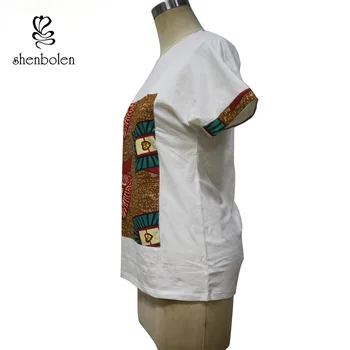 2017 lete afriky oblečenie, topy pre ženy batik vosk Ankara tlač čistej bavlny módne späť duté z tričko dlhý rukáv top