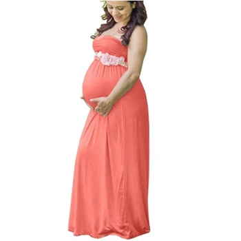 2017 Lete Roztomilý Módne Pevné Candy color Tube Dlho materskej šaty fotografie, oblečenie pre tehotné ženy