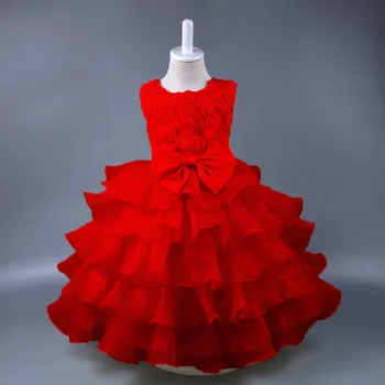 2017 letné Módne detské šaty Rose bowknot princezná svadobné šaty Dievčatá narodeninová párty pre 3 4 5 6 7 8 9 10 rokov