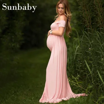 2017 Letné Módne, Elegantné Shoulderless dlho materskej šaty fotografie, oblečenie pre tehotné ženy