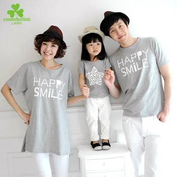 2017 letné rodinné zodpovedajúce oblečenie detí krátky rukáv T-shirt obchodu kórejskej páry oblečenie, zelená, šedá