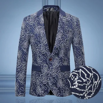 2017 Mužov Farba móda voľný čas kabát blejzre vysokej kvality bunda svadobné obleky mužov singel svojim vyšívané sako