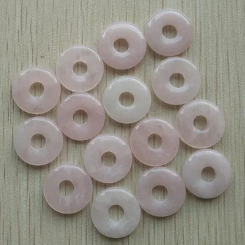 2017 Módne kvalitných prírodných ružový kremeň, kamenný kruh šišku charms prívesky 18 mm pre šperky, takže 20pcs/veľa veľkoobchod