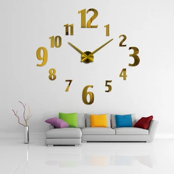 2017 módne nástenné hodiny kruhové quartz diy hodiny reloj de porovnanie izba dekor stručný dizajn digitálnych samolepky na stenu
