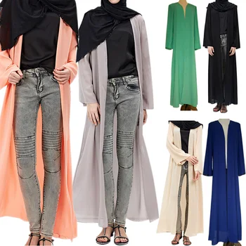 2017 Módne Ženy Moslimských Cardigan Turecký Dubaj Oblečenie Dlhá Srsť Outwear Topy, Šaty, Turecko