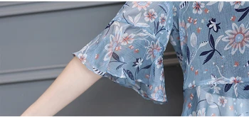 2017 módy nové v krku kvetinový tlač šifón ženy tričko v lete plus veľkosť príležitostné voľné pol rukávom, blúzky, top blusas 810 30