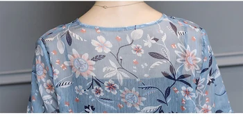 2017 módy nové v krku kvetinový tlač šifón ženy tričko v lete plus veľkosť príležitostné voľné pol rukávom, blúzky, top blusas 810 30