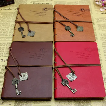 2017 Najnovšie Vintage Magic Zadajte Reťazec Kožený Retro Poznámka Knihu Denník Notebook Leaf Kožený Kryt Prázdny Notebook Vestník Denník