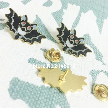 2017 New Black Netopierov Smalt Kolíky Odznak 30 mm Halloween Bat Klopě Pin Roztomilý Upír Kawaii Strašidelné Brošňa Šperky Spoops Metal Craft